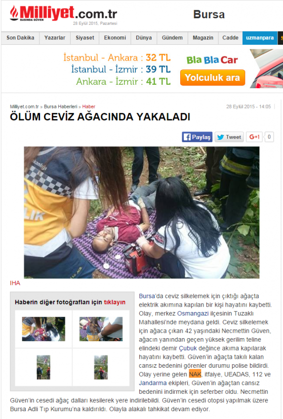 Ölüm ceviz ağacında yakaladı