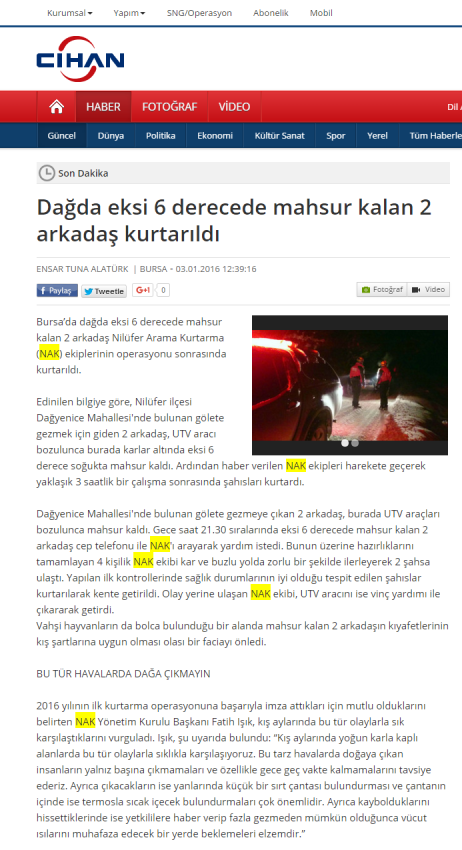 Dağda eksi 6 derece mahsur kalan 2 arkadaş kurtarıldı