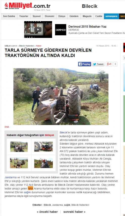 Tarla sürmeye giderken devrilen traktörün altında kaldı