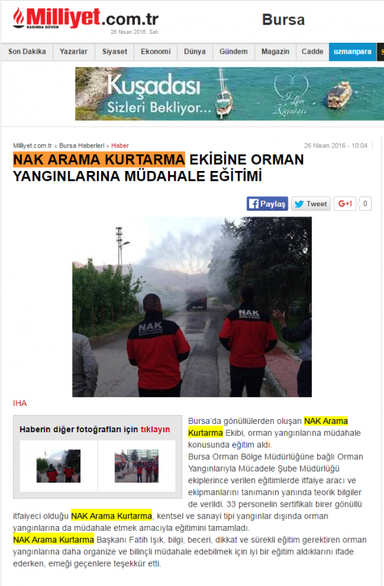 NAK Arama Kurtarma ekibine orman yangınlarına müdahale eğitimi